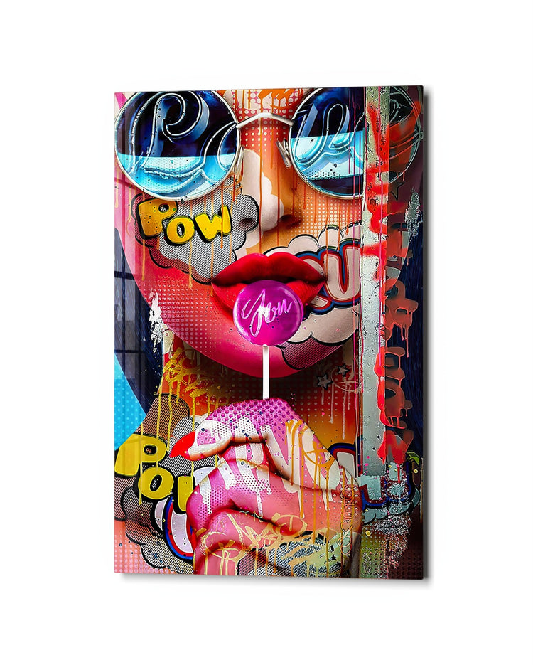 Lollipop and Pop Glasses glass wall art, studio view