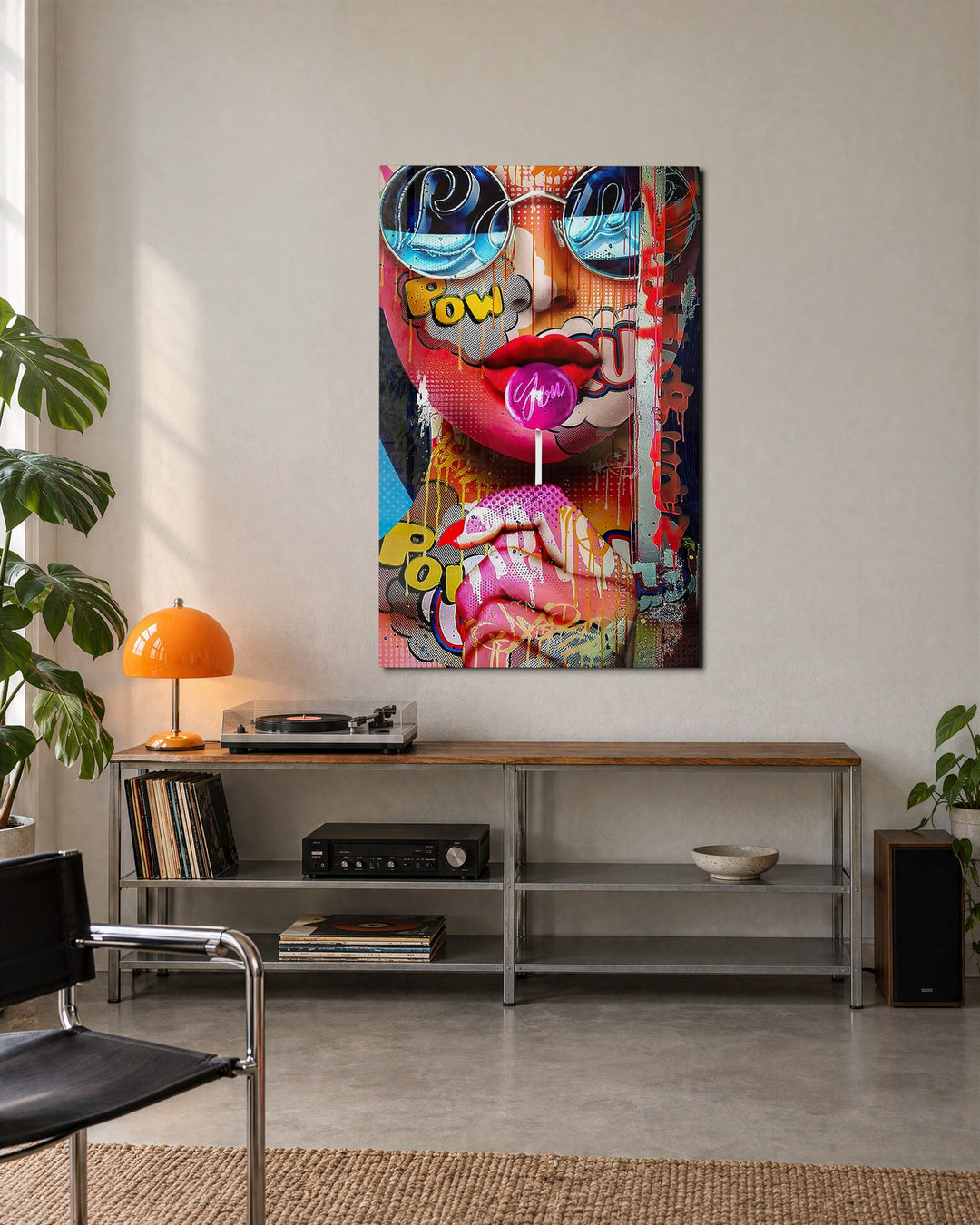 Lollipop and Pop Glasses glass wall art, lifestyle view