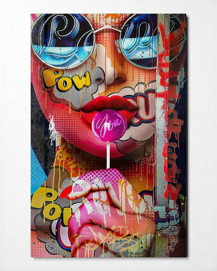 Lollipop and Pop Glasses glass wall art, front view