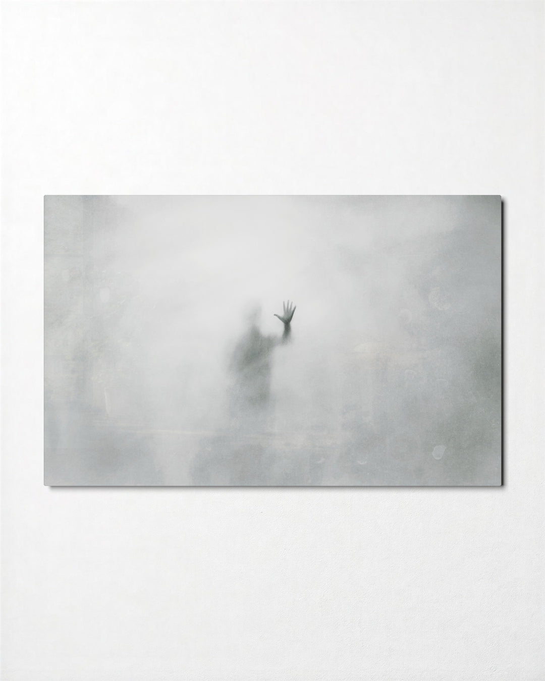 Figure in the Fog glass wall art, front view
