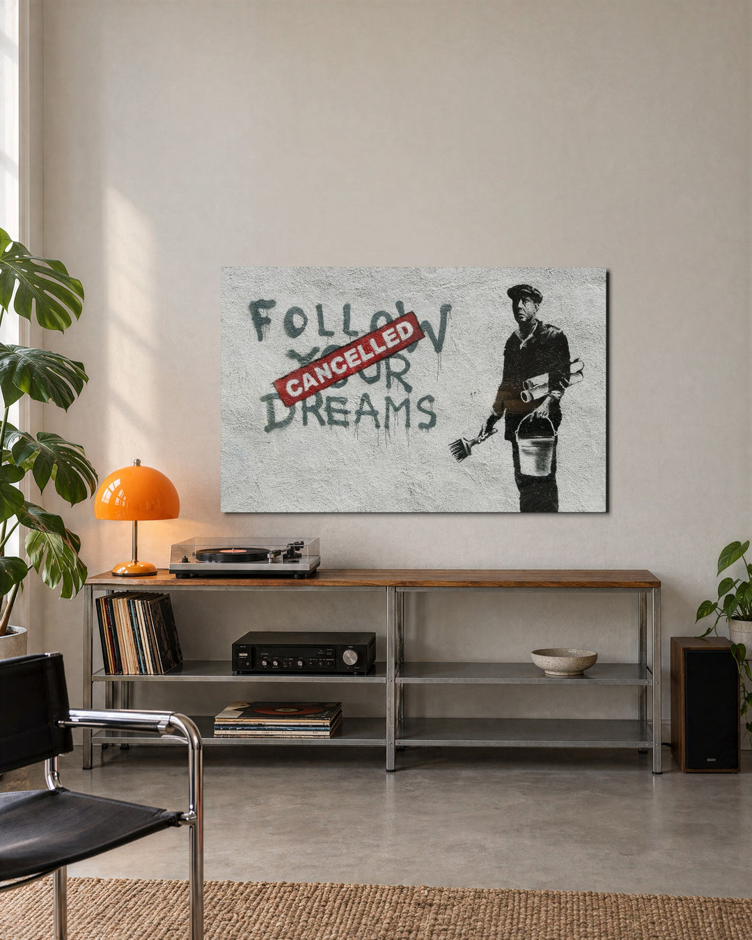 Dreams, Cancelled glass wall art, lifestyle view