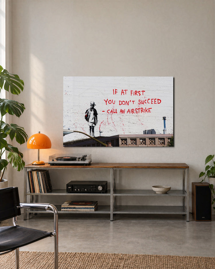 If at First You Don't Succeed glass wall art, lifestyle view