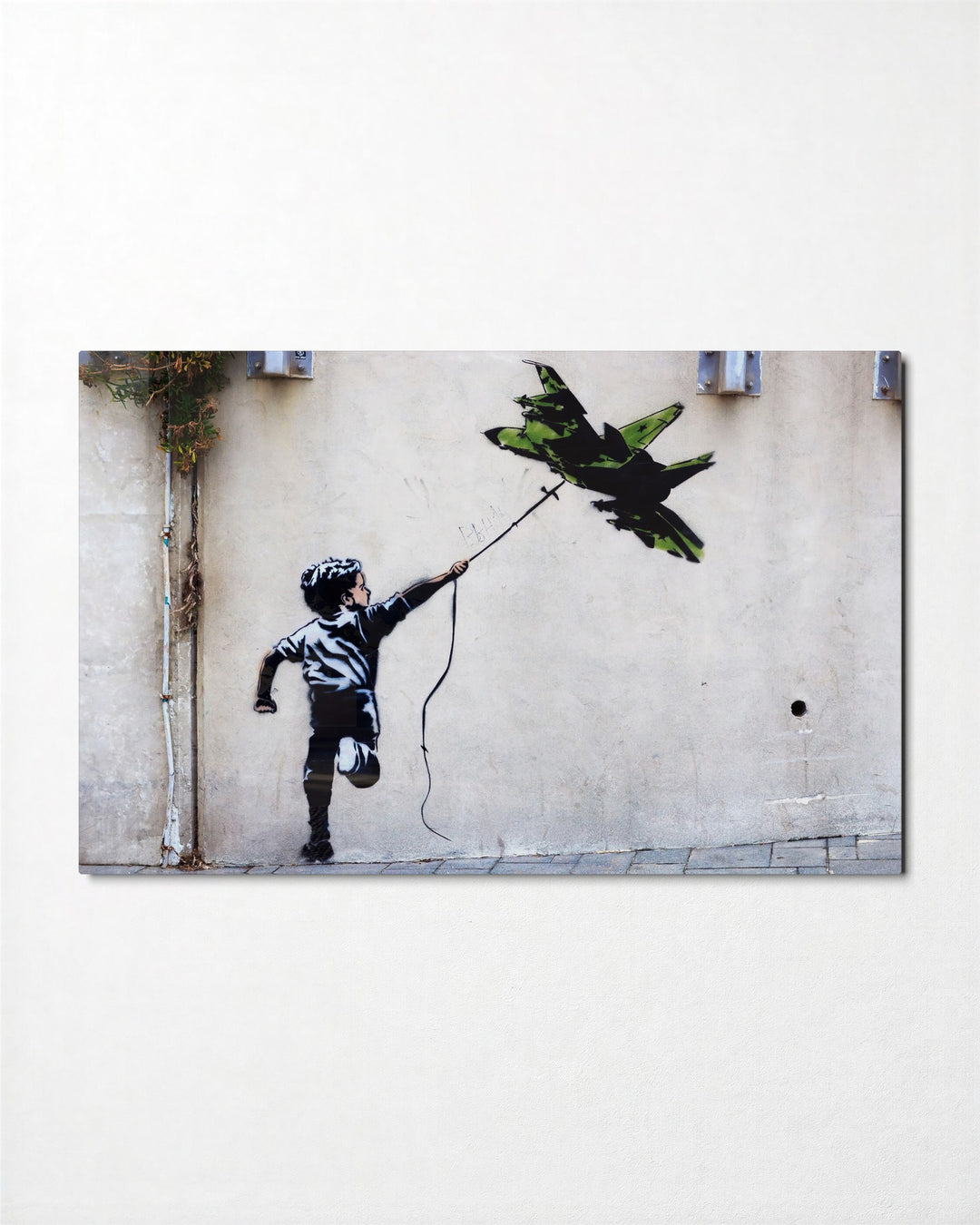 Boy with a Jet Kite glass wall art, front view