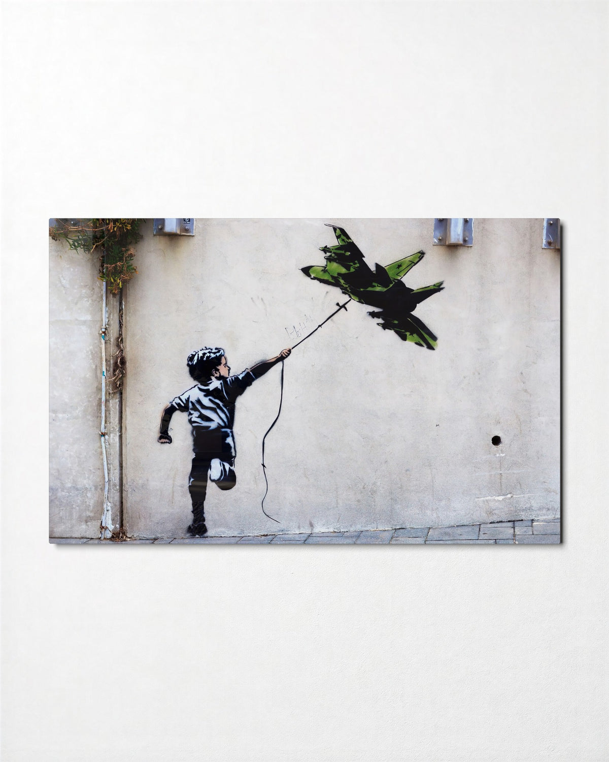 Boy with a Jet Kite glass wall art, front view