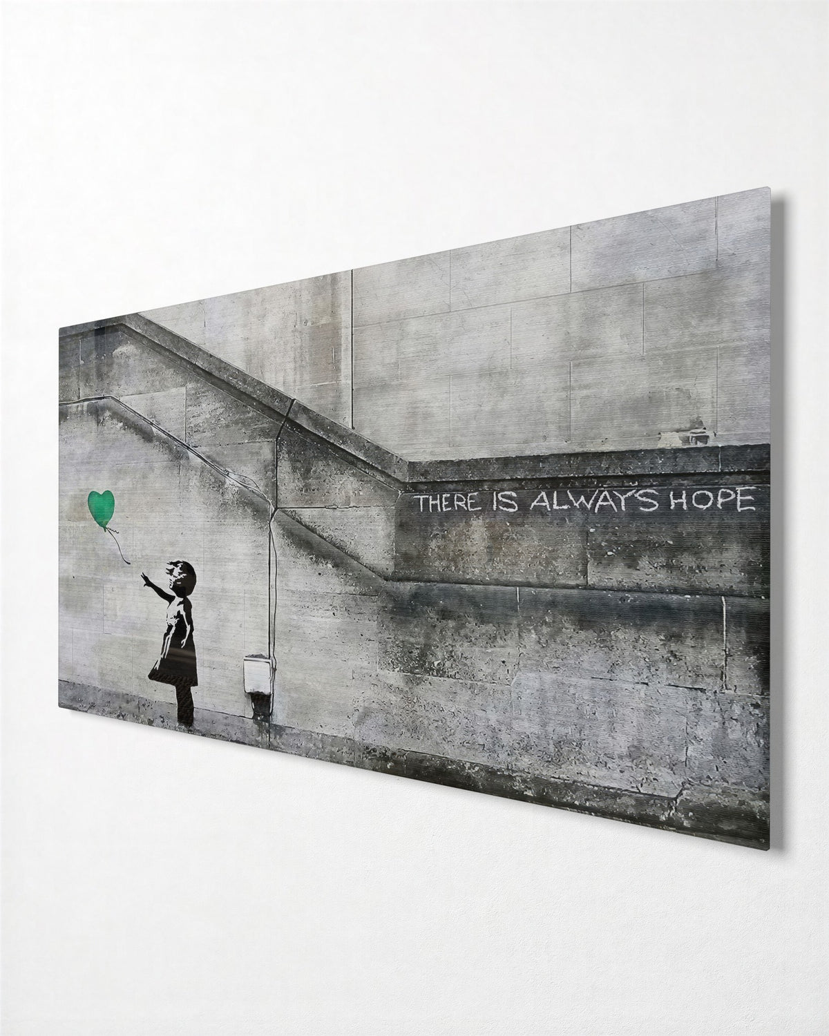 There Is Always Hope glass wall art, side view