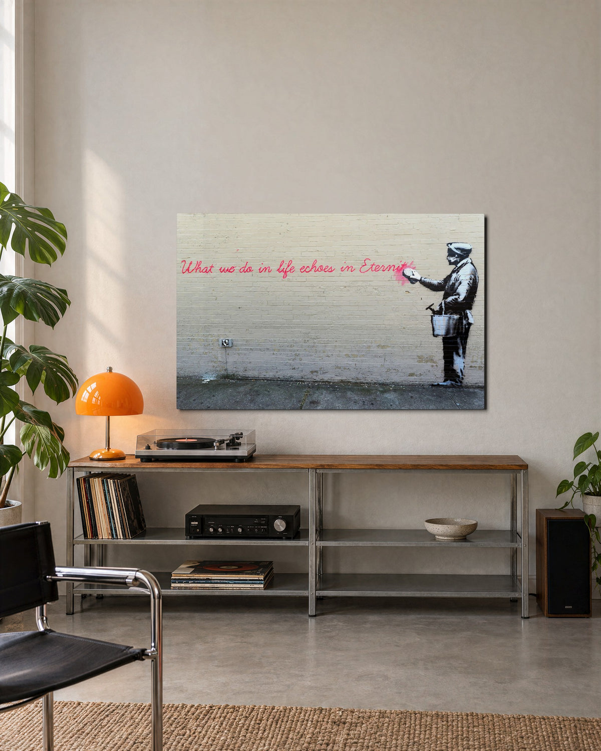 Painting Over Eternity glass wall art, lifestyle view