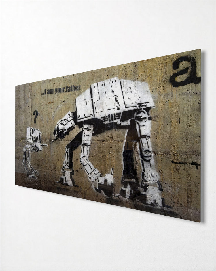 Walker and Its Kid glass wall art, side view