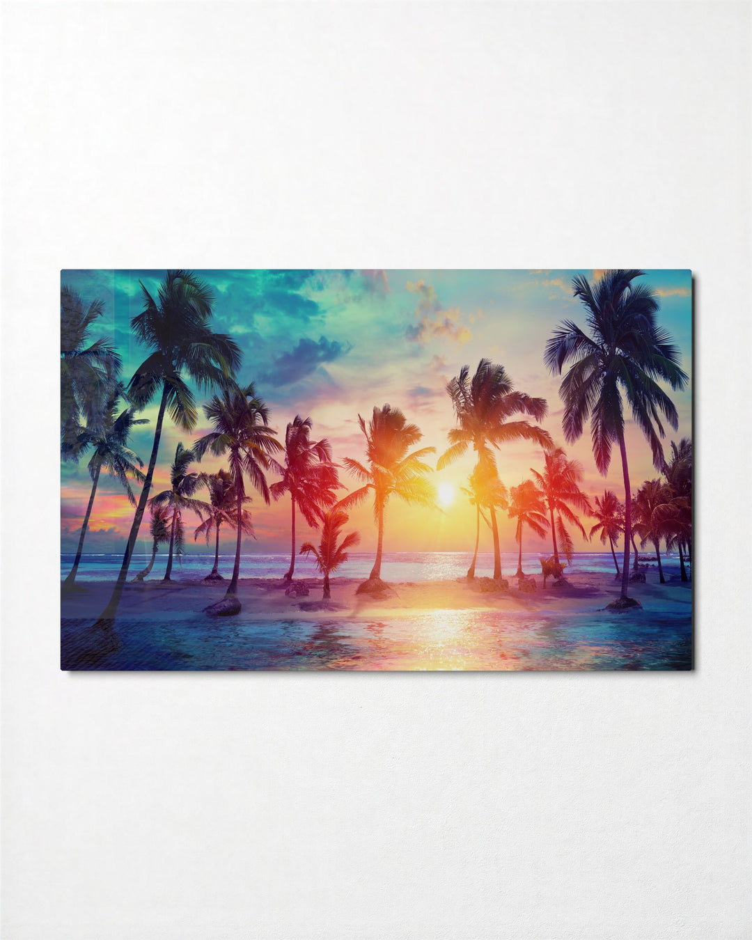 Palm Beach Sunset No. 2 glass wall art, front view