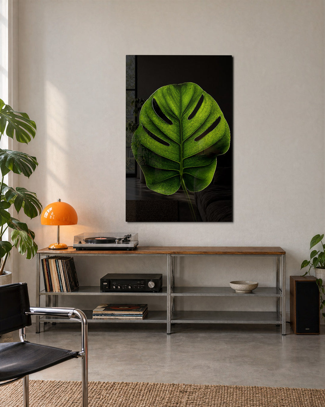 Leaf, Enlarged glass wall art, lifestyle view