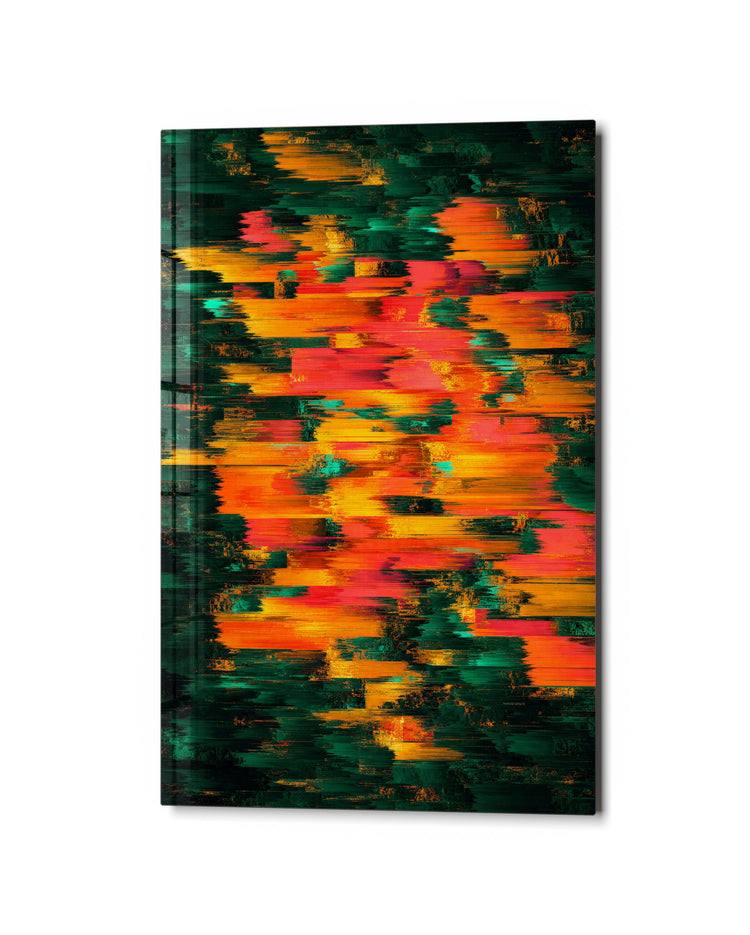 Dusk Dashes glass wall art, studio view