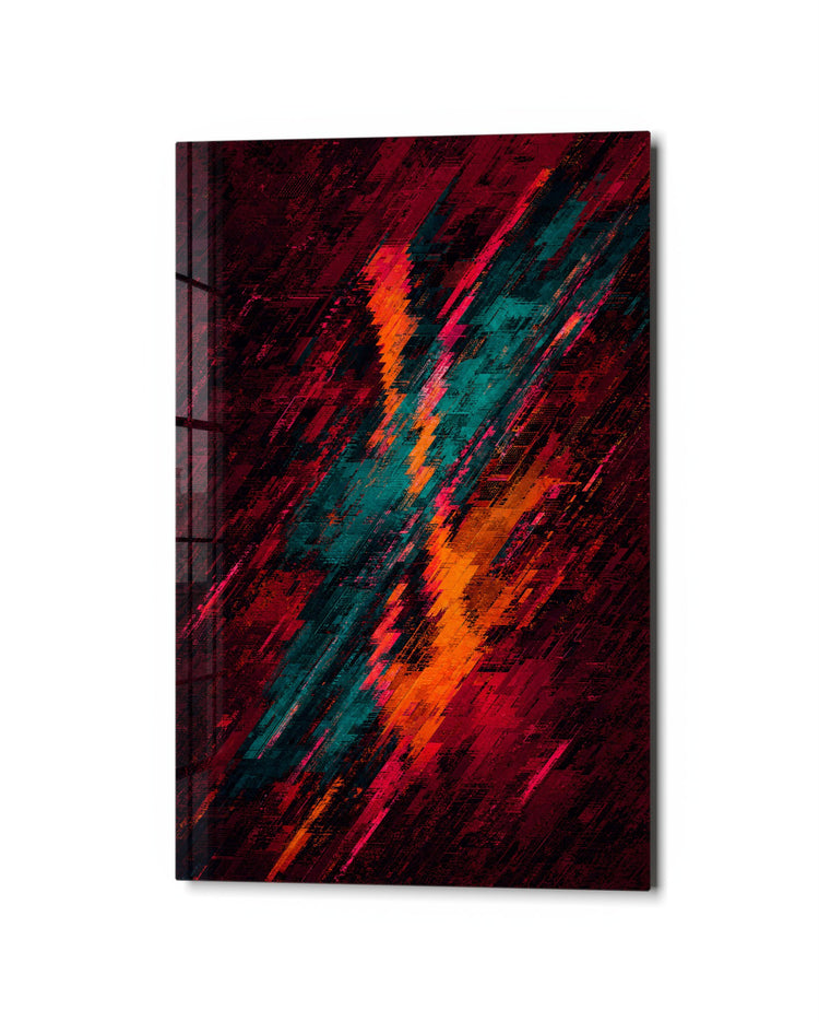 Hard Strokes, Rusty Ground glass wall art, studio view