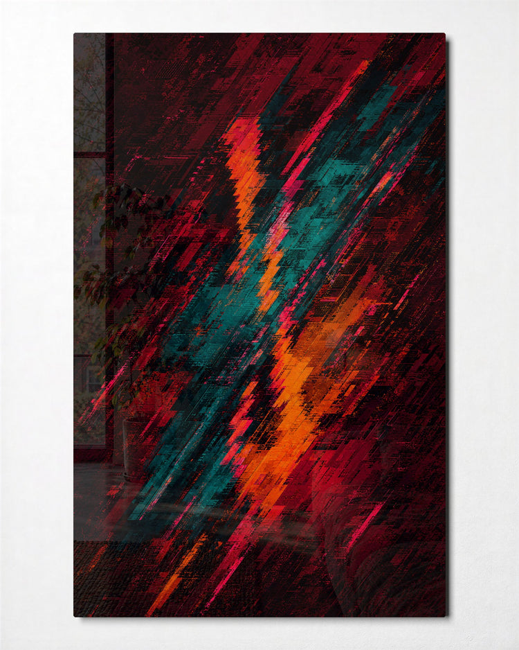 Hard Strokes, Rusty Ground glass wall art, front view