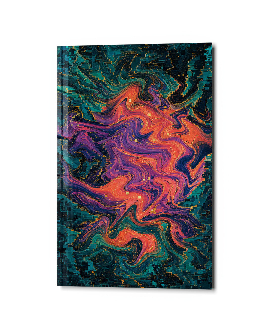 Lava Marble glass wall art, studio view