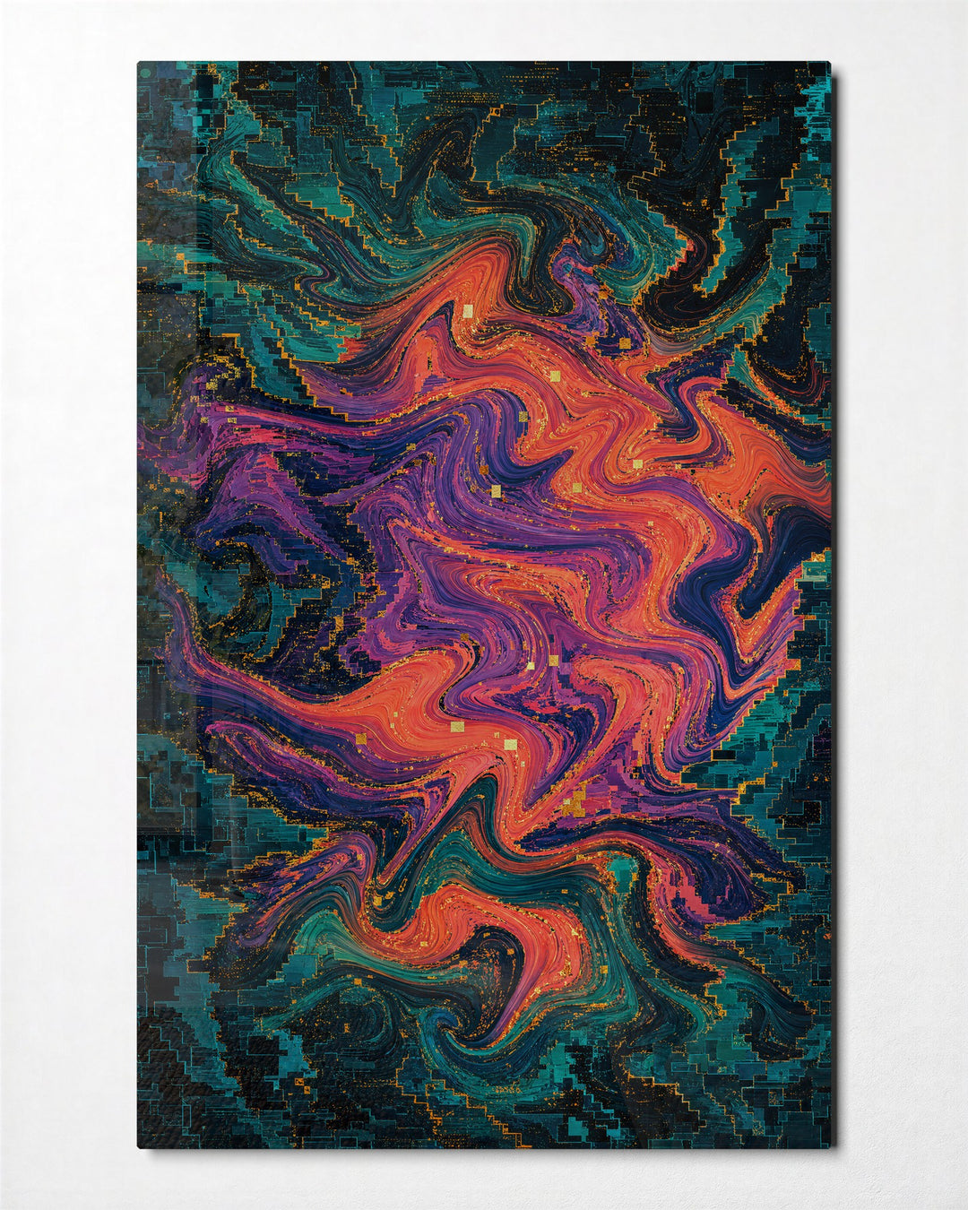 Lava Marble glass wall art, front view