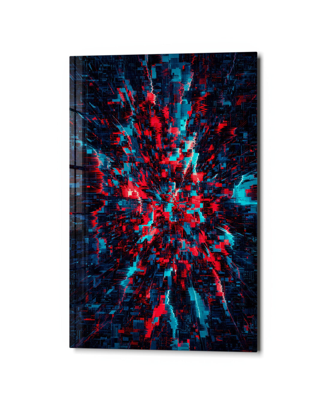 Transmission Collision glass wall art, studio view
