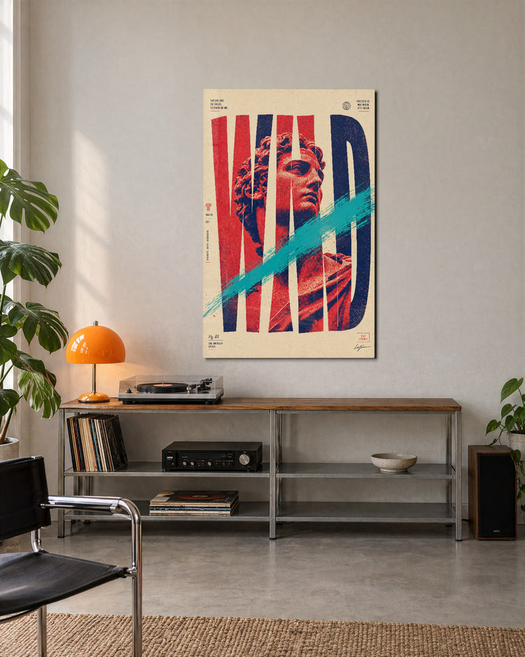Turquoise Slash glass wall art, lifestyle view