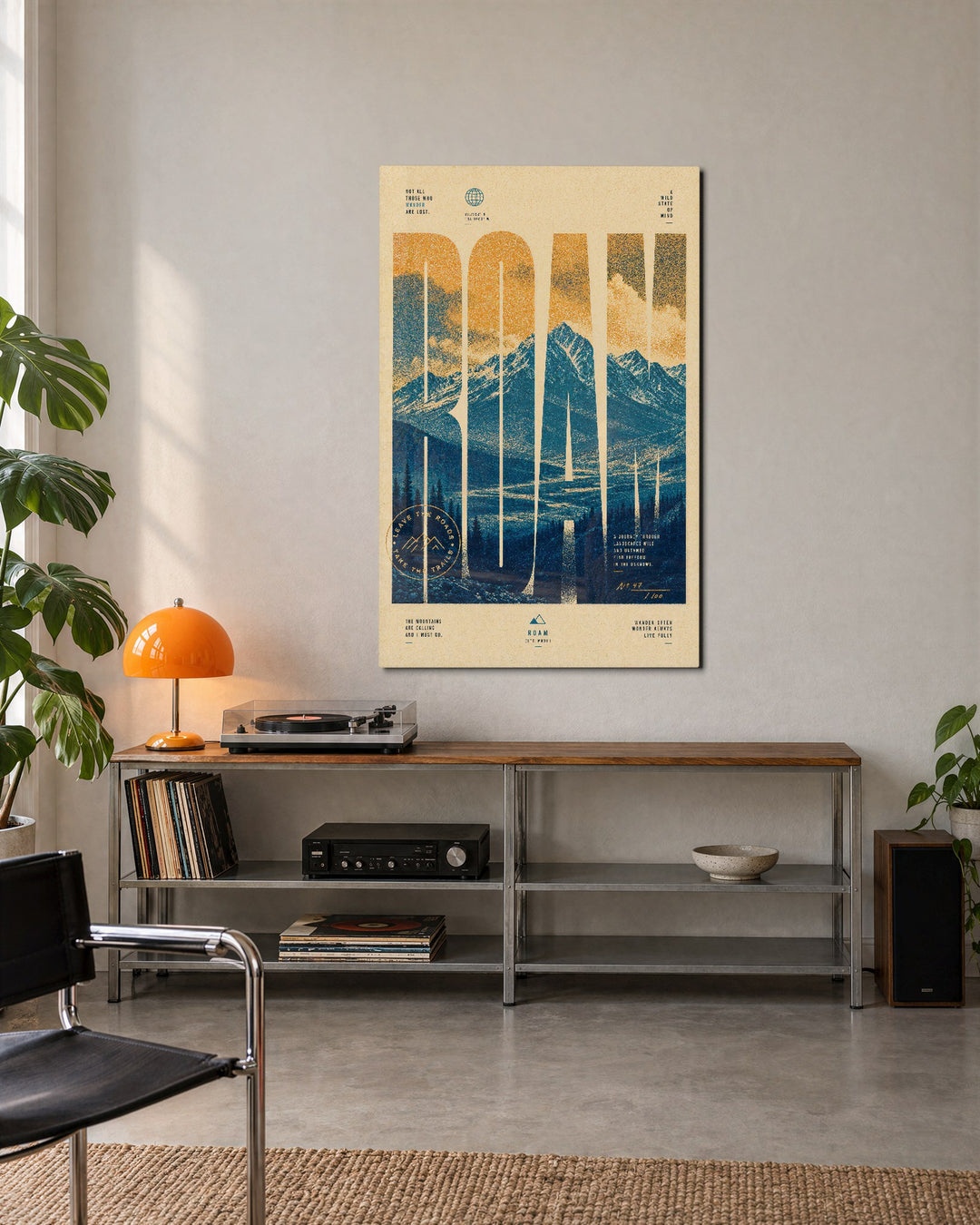 Peaks Over Letters glass wall art, lifestyle view