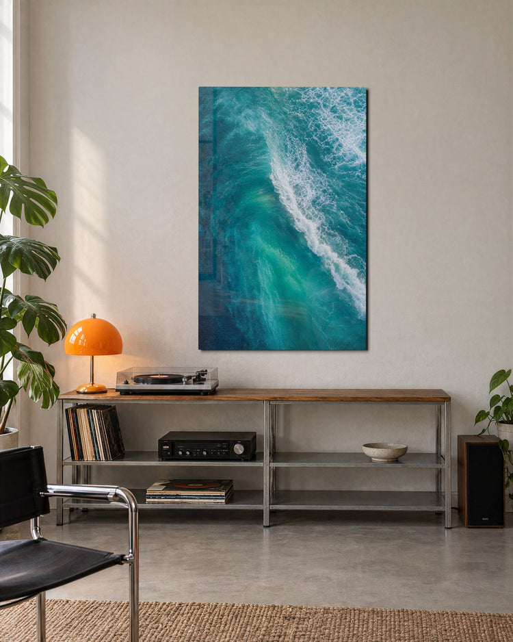 Diagonal of Foam glass wall art, lifestyle view
