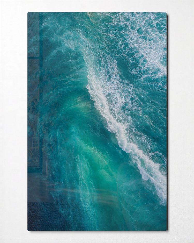 Diagonal of Foam glass wall art, front view