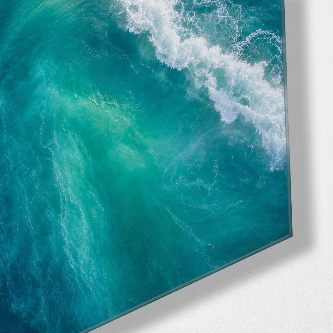 Diagonal of Foam glass wall art, corner view