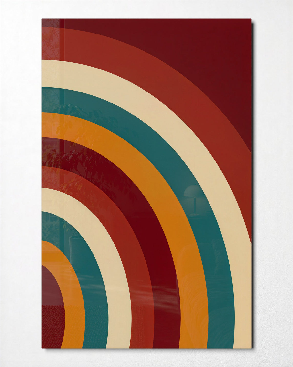 Corner Ripples glass wall art, front view