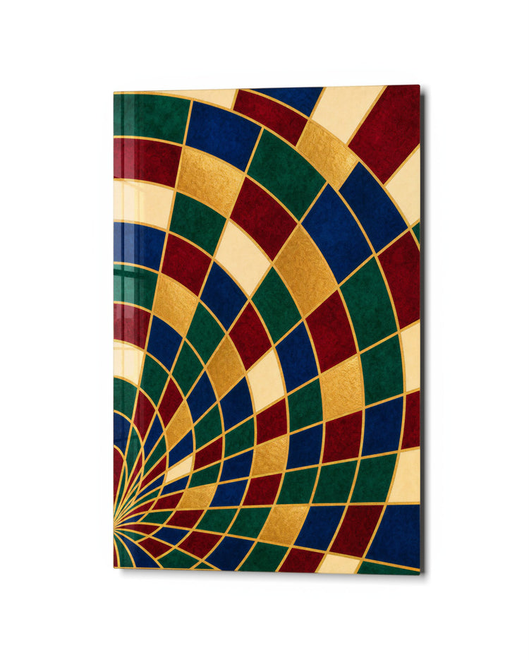 Fanned Tiles glass wall art, studio view