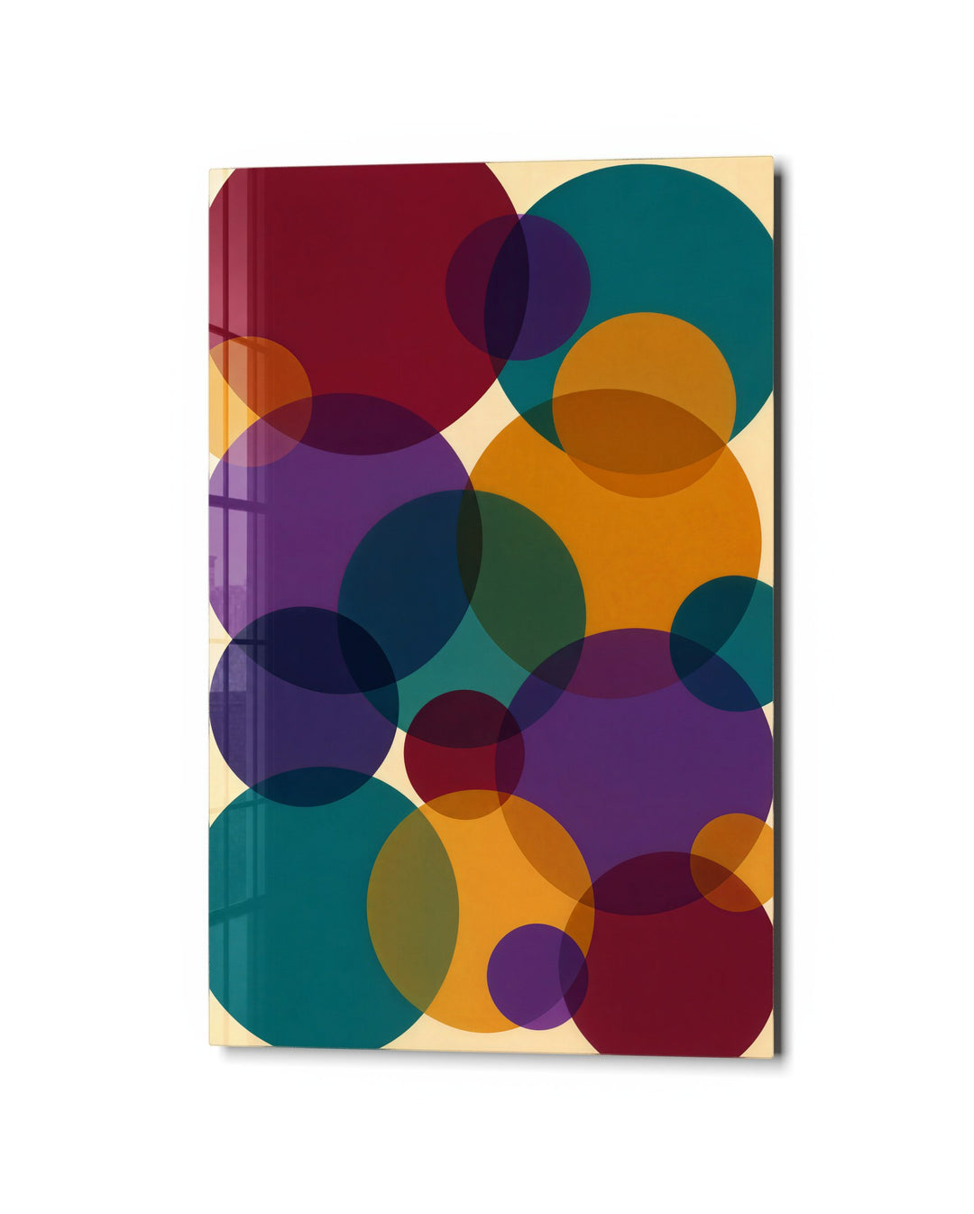Venn Diagram Party glass wall art, studio view