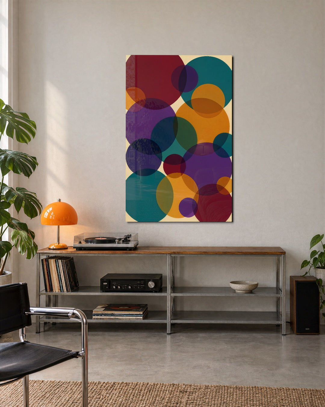Venn Diagram Party glass wall art, lifestyle view