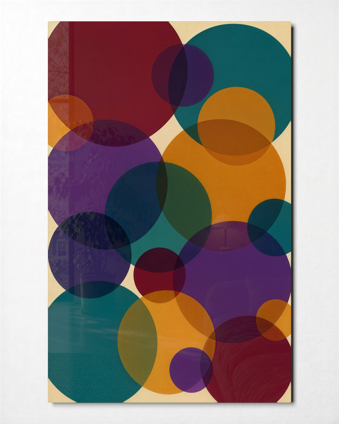 Venn Diagram Party glass wall art, front view