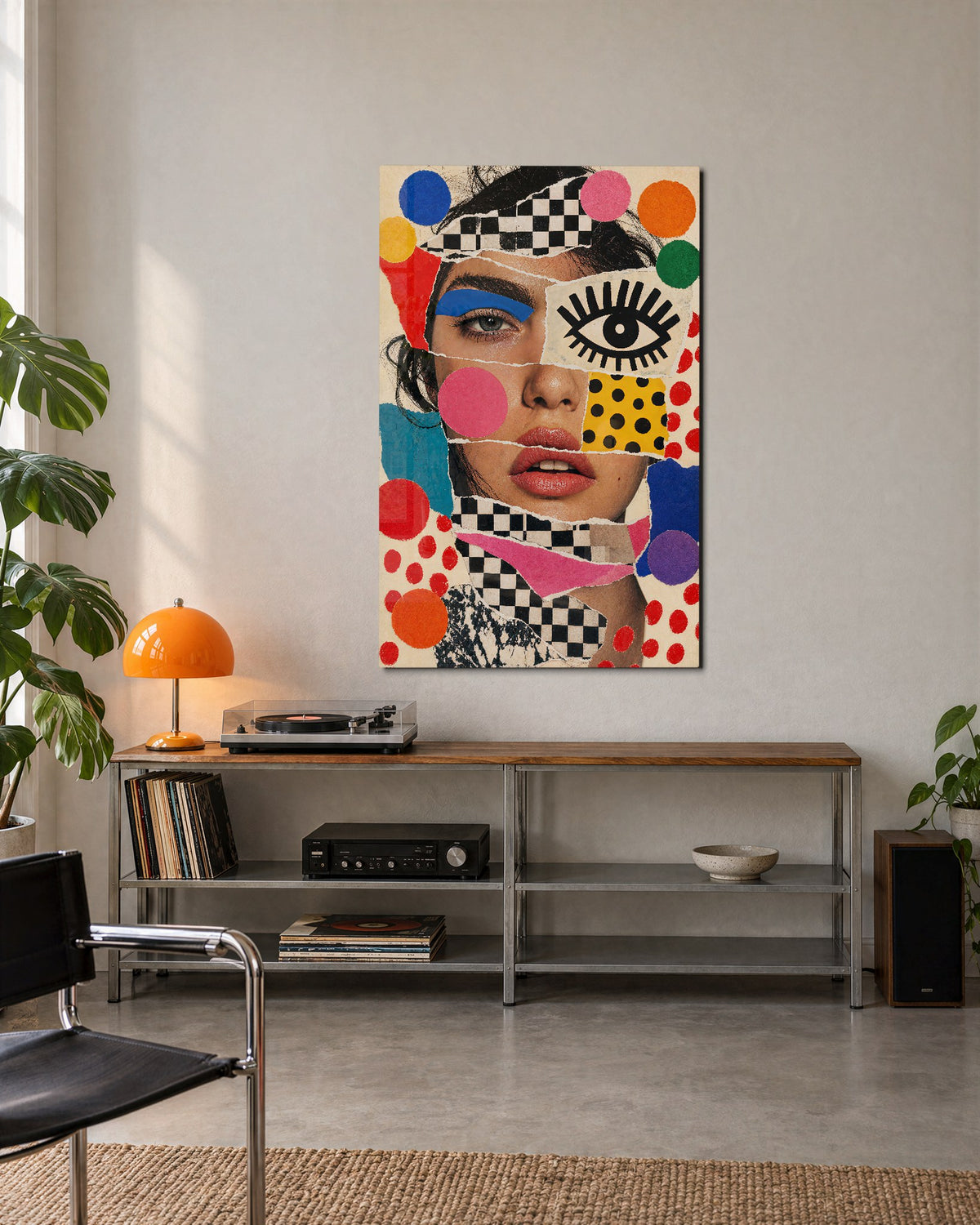 Torn Portrait glass wall art, lifestyle view