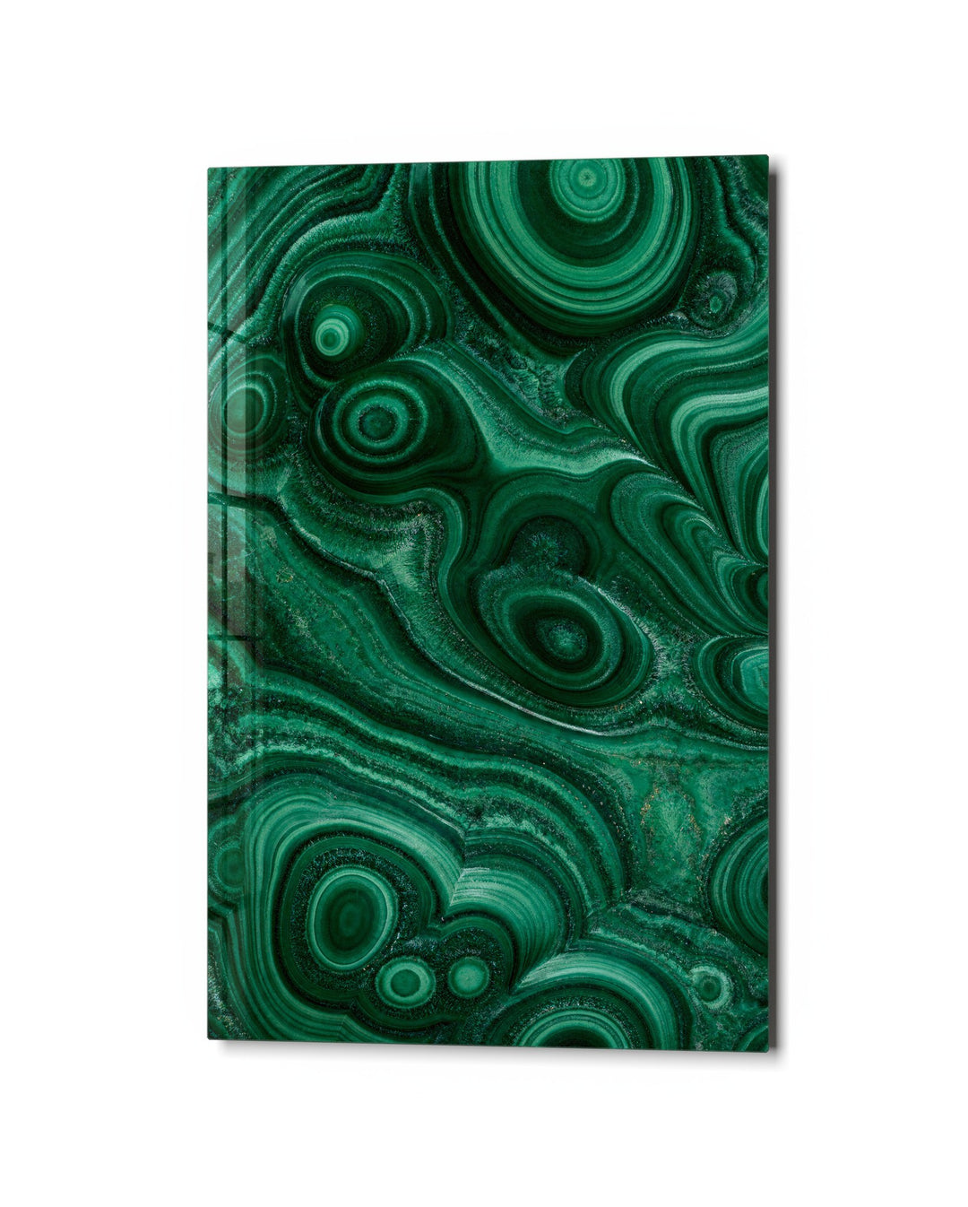 Topographic Greens glass wall art, studio view