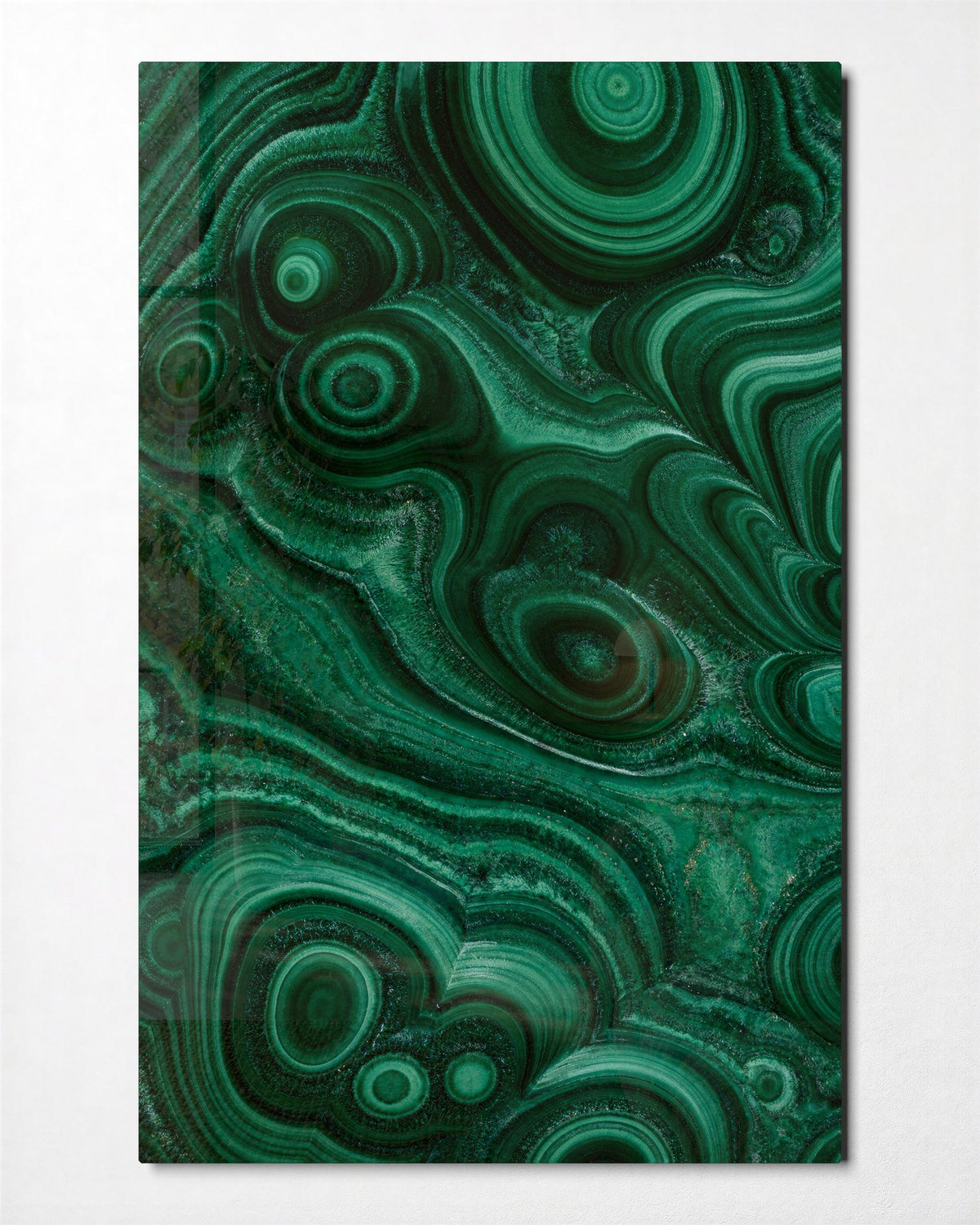 Topographic Greens glass wall art, front view