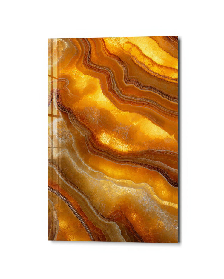 Sediment Study glass wall art, studio view