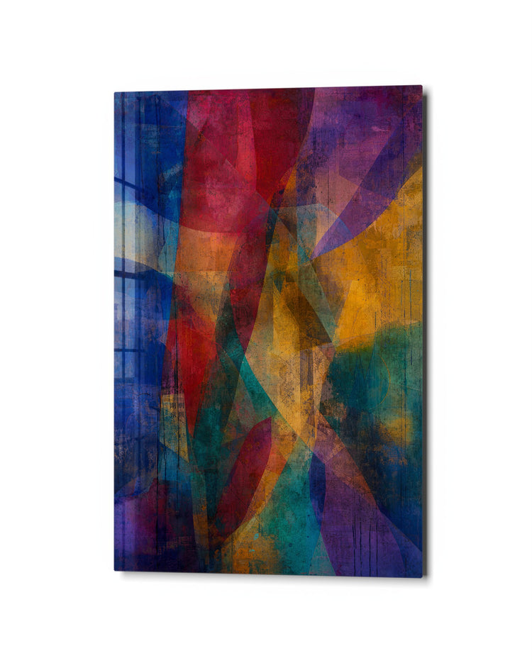 Collage Drift glass wall art, studio view