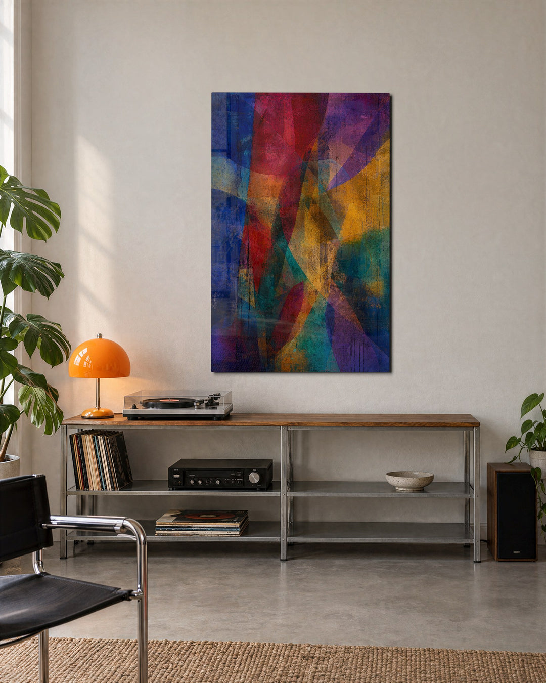 Collage Drift glass wall art, lifestyle view