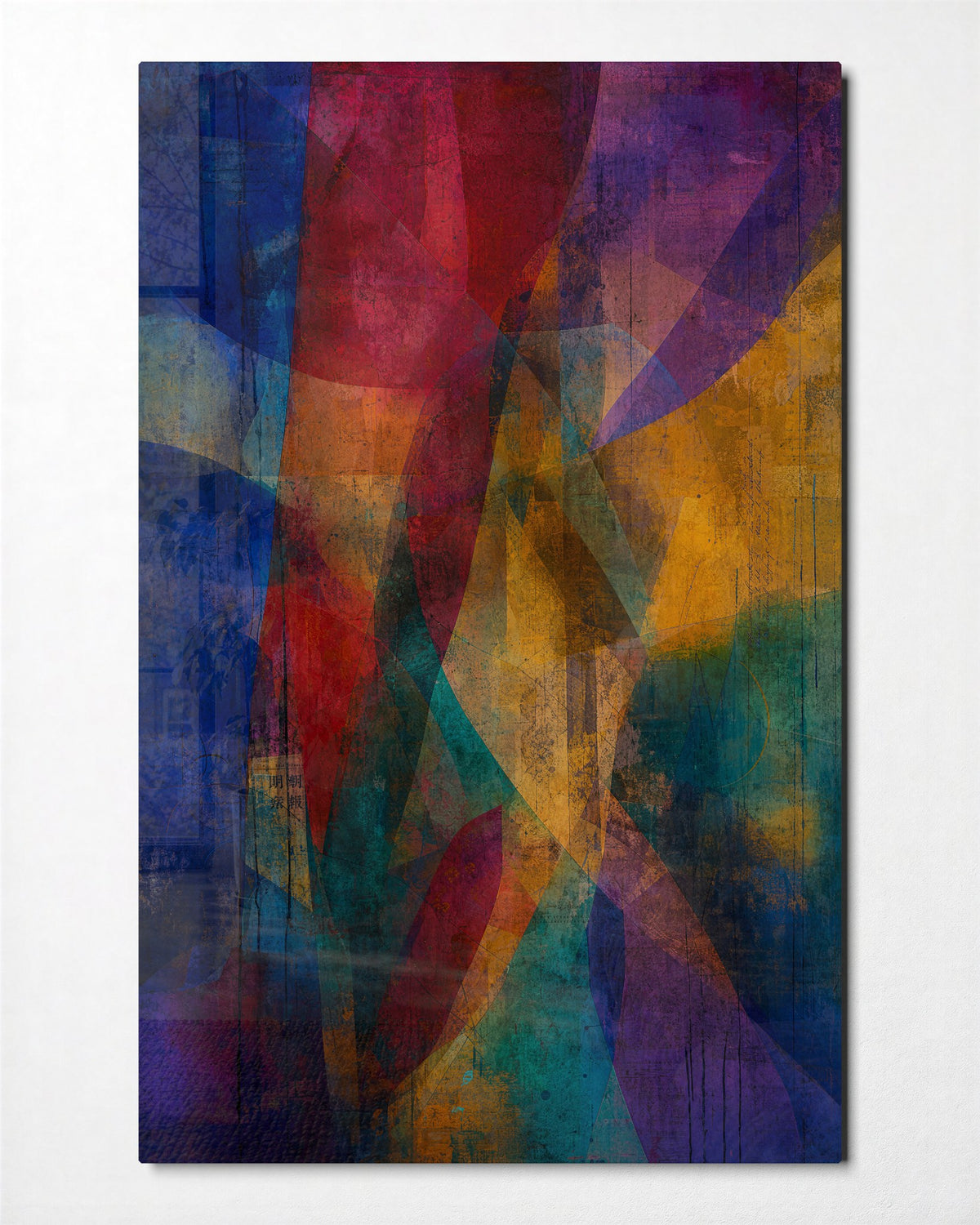 Collage Drift glass wall art, front view