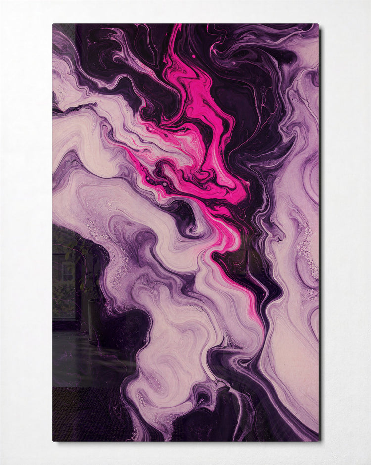 Lilac Eddy glass wall art, front view