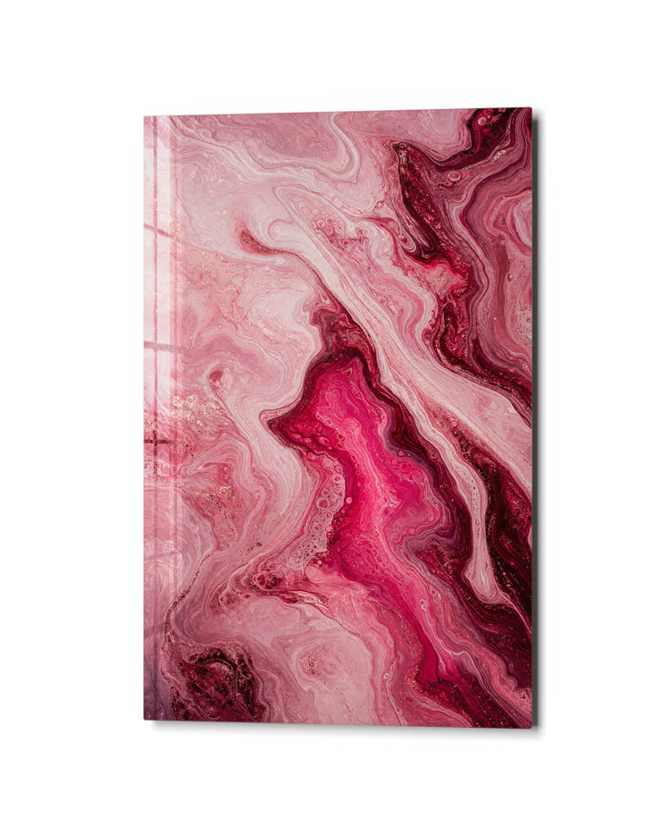 Pink Channel glass wall art, studio view