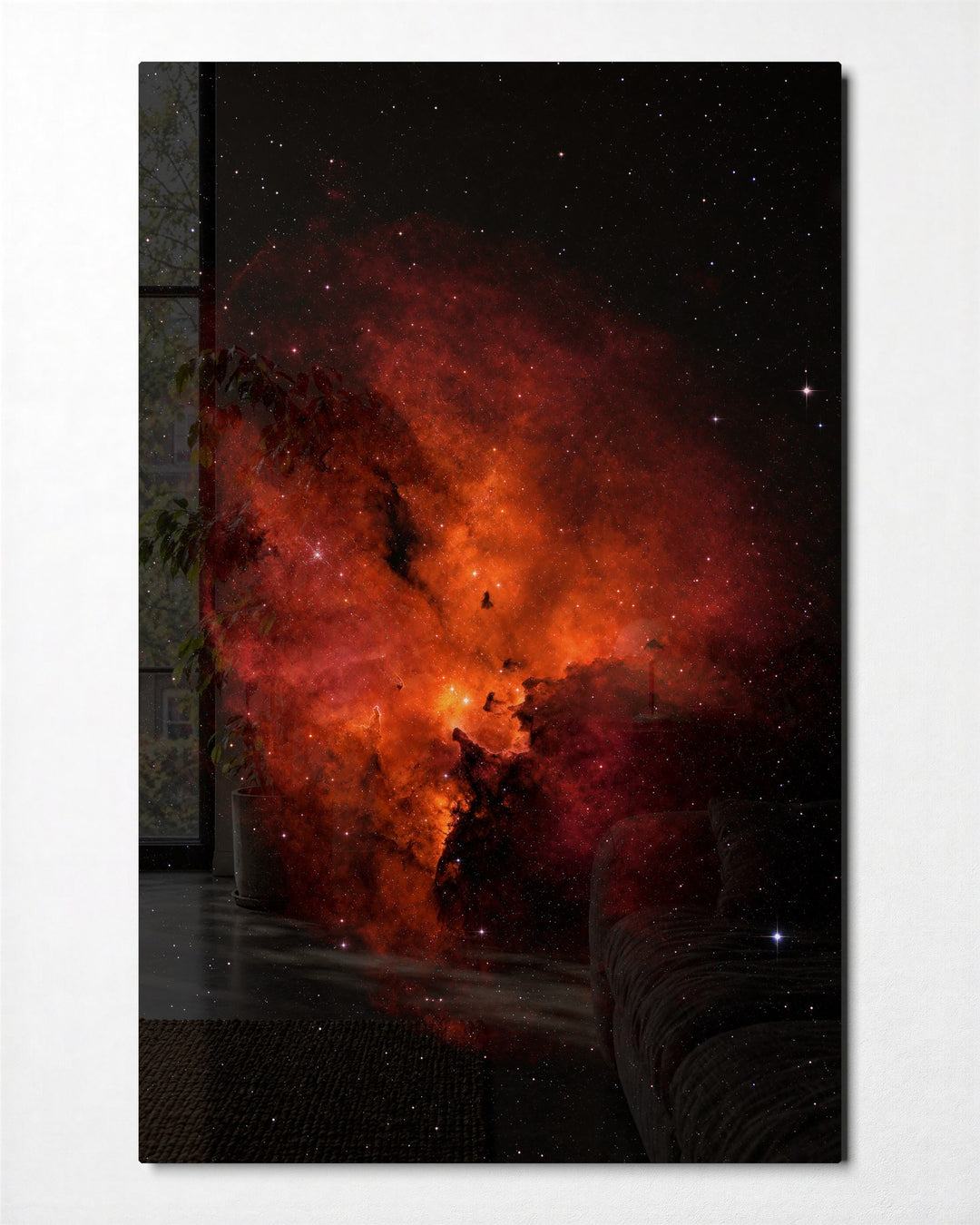 Orange Cloud, Far Lights glass wall art, front view