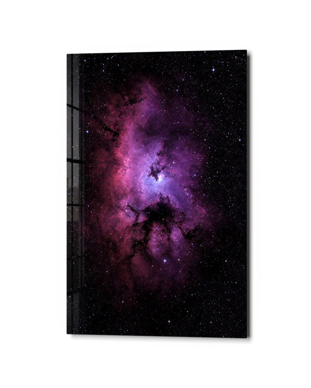 Pink Haze, Open Sky glass wall art, studio view