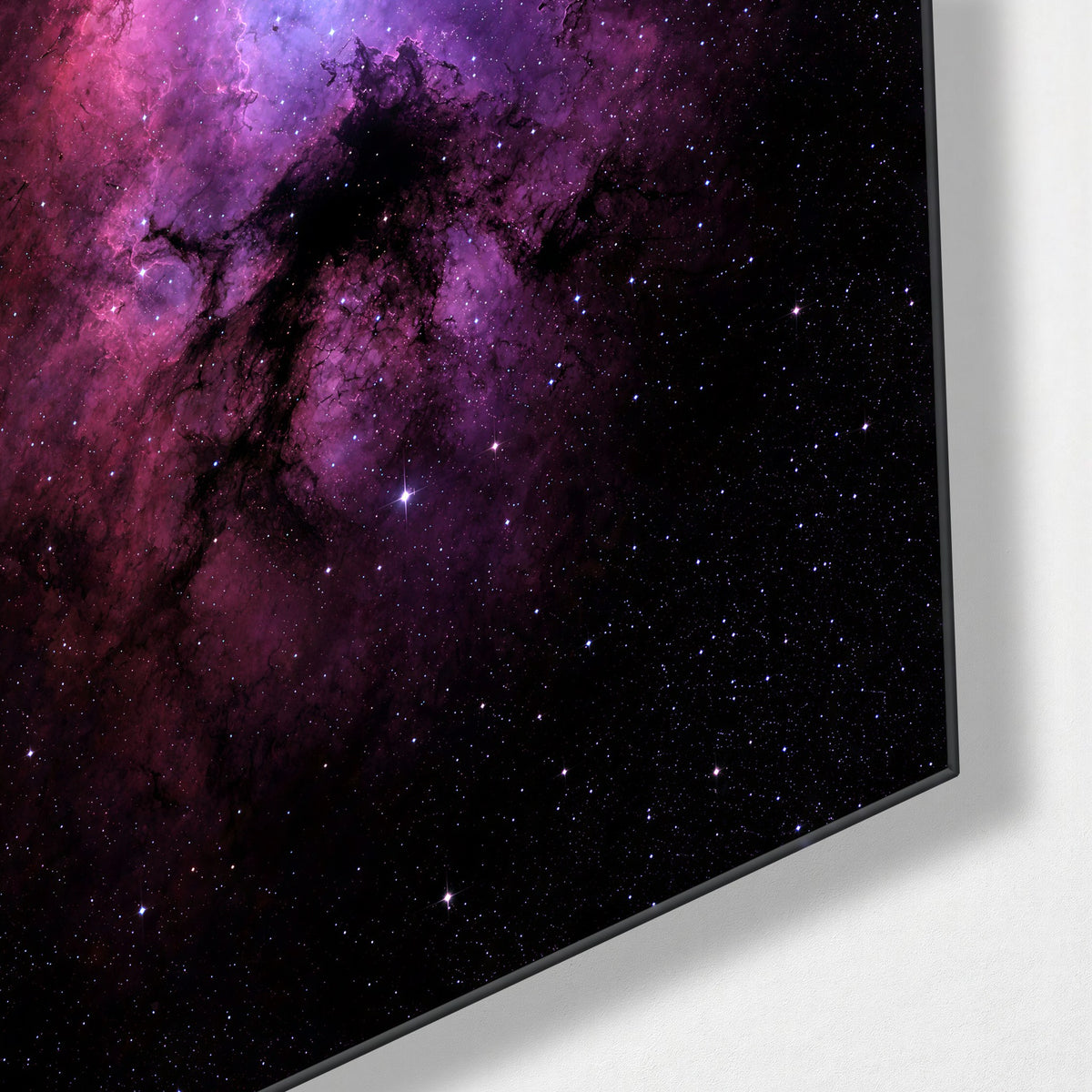 Pink Haze, Open Sky glass wall art, corner view