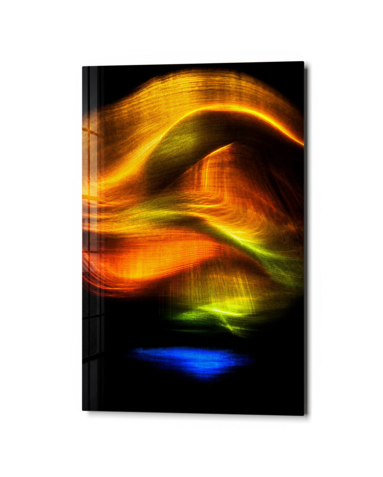 Gilded Ribbons glass wall art, studio view