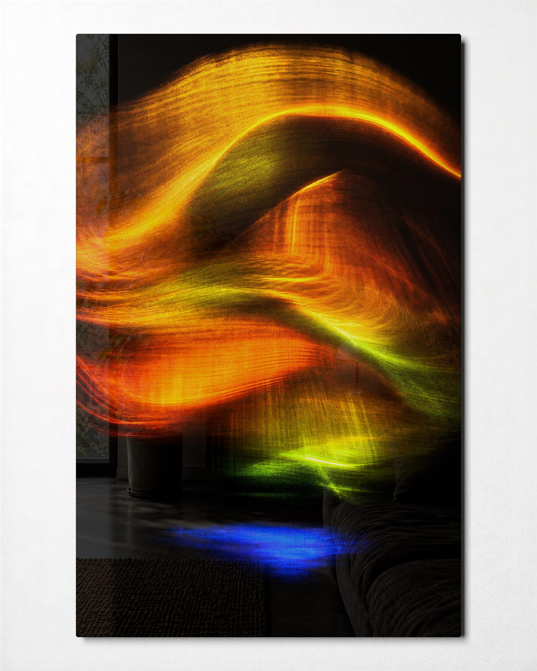 Gilded Ribbons glass wall art, front view