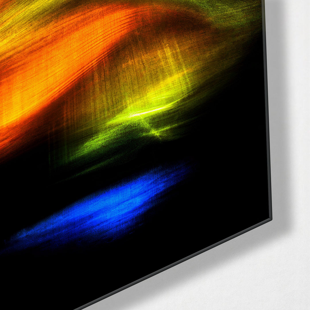 Gilded Ribbons glass wall art, corner view