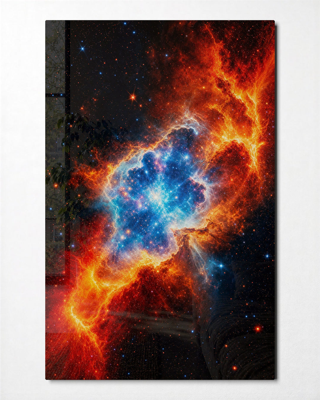 Cobalt Core glass wall art, front view