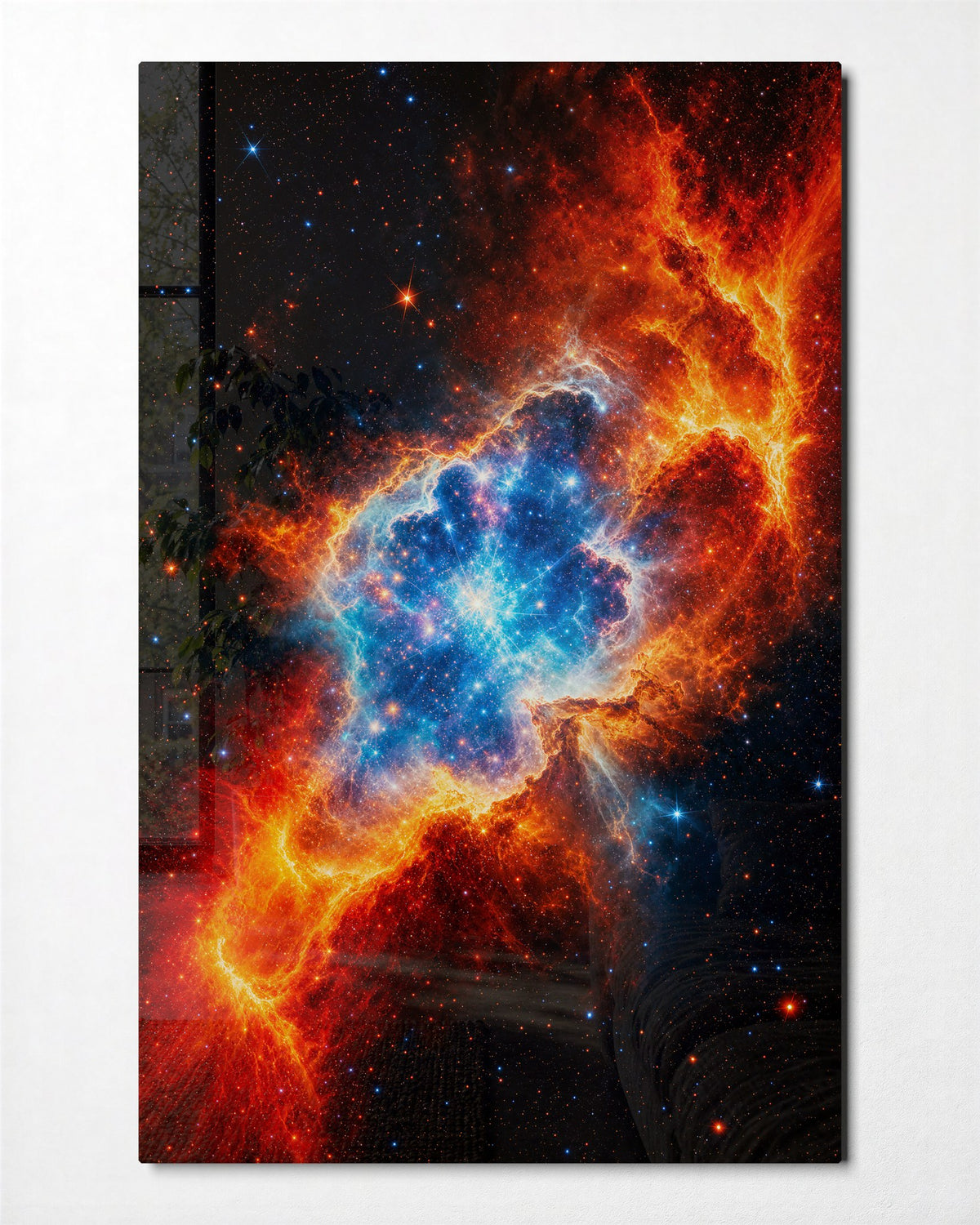 Cobalt Core glass wall art, front view
