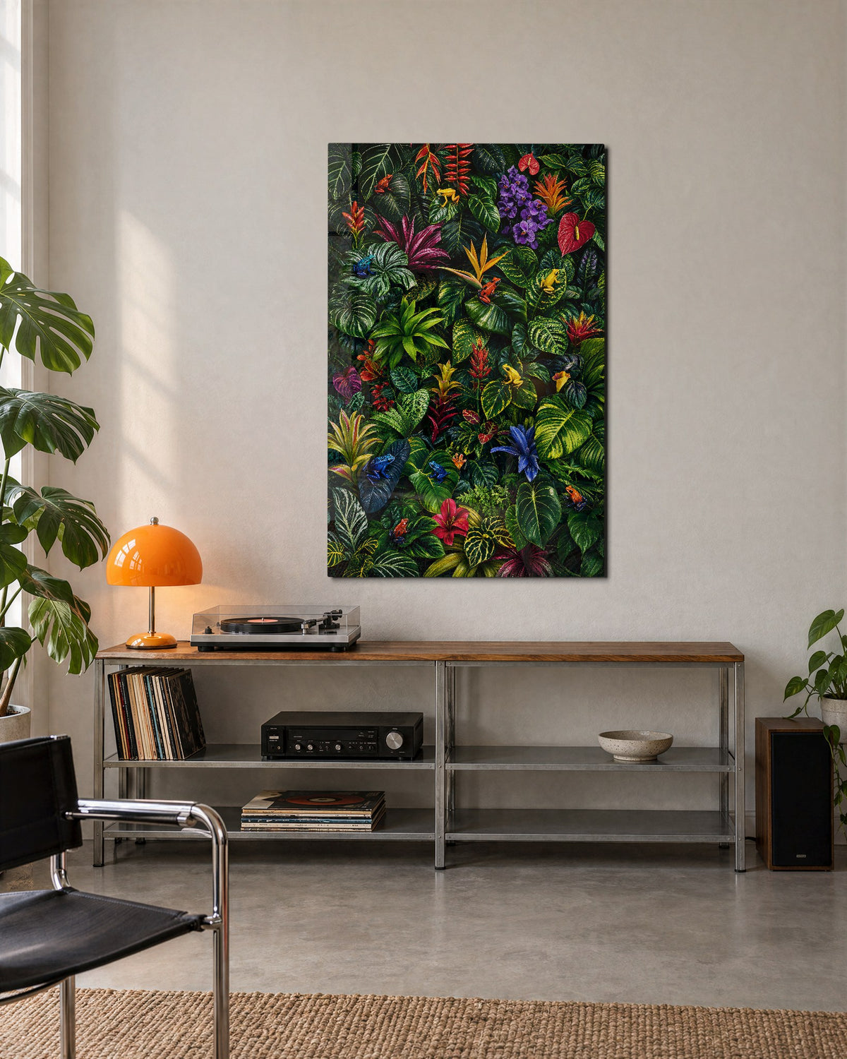 Overgrown Garden glass wall art, lifestyle view