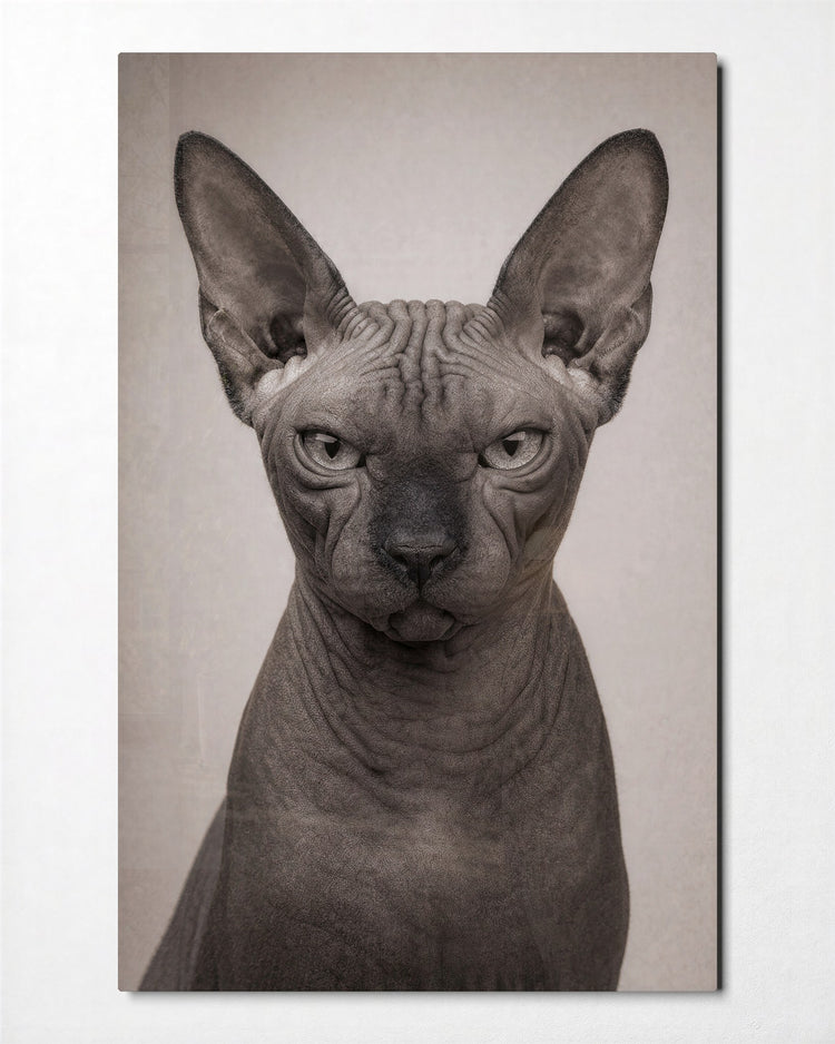 Hairless Verdict glass wall art, front view
