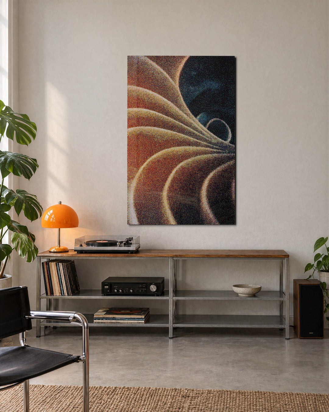 Dune Fold glass wall art, lifestyle view