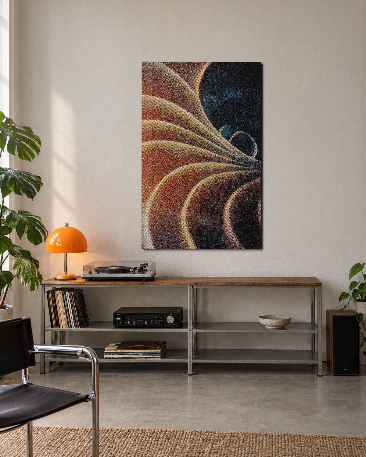 Dune Fold glass wall art, lifestyle view